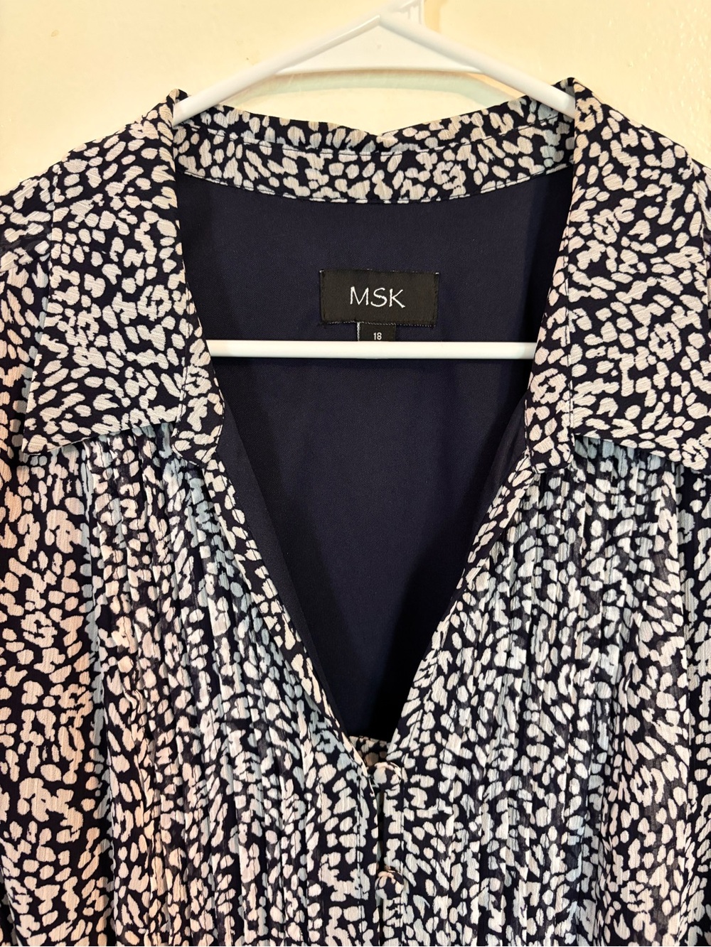 MSK Navy and White Printed Short-Sleeve Tie-Waist Midi Dress - Picture 6 of 9